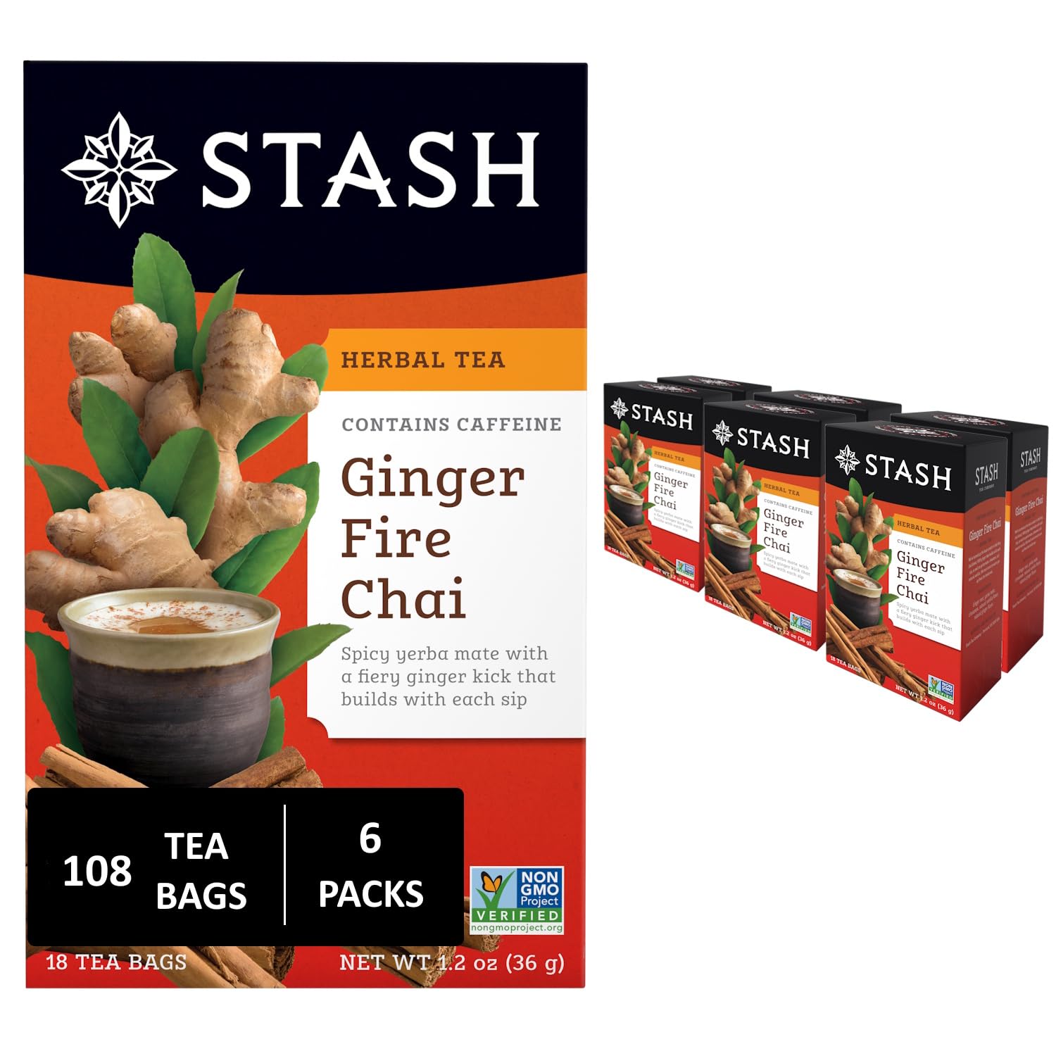 GINGER CHAI 7袋セット Stash Ginger Fire Chai Tea, 1.35 Pound - Should Read Ginger Fire